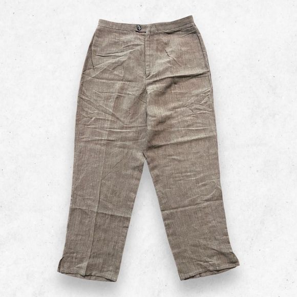 Vintage Barry Bricken Dress Capri Pants Size 6 High Rise Brown 90's‎ Open Bottom - Picture 1 of 8